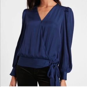 Banana Republic Satin Wrap Top Peacock S